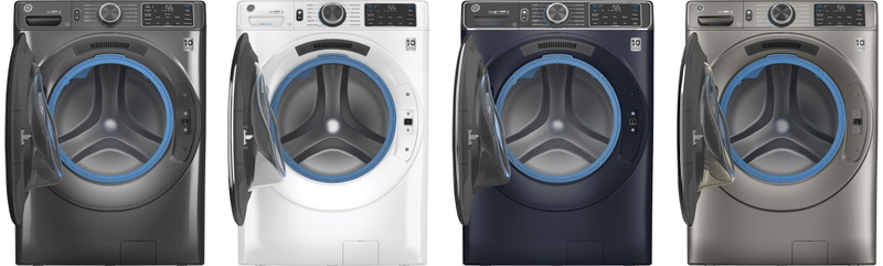 The washer will be available in four color finishes: Diamond Gray, White, Sapphire Blue, and Satin Nickel